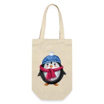 Pinguin - Geschenkbeutel für Flaschen - Natur - Vorne