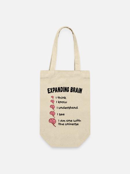 Gehirn erweitern - Expanding Brain Meme - Geschenkbeutel für Flaschen - Natur