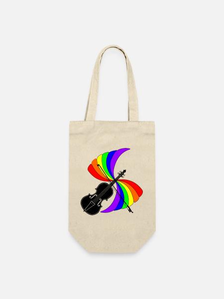 Violine mit Musik Regenbogen, schönes Logo für Violine f - Geschenkbeutel für Flaschen - Natur