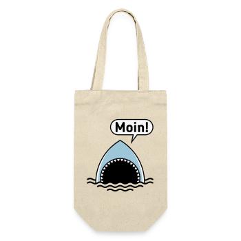 Moin! (Hai / Haifisch / Sprechblase / Comic) - Geschenkbeutel für Flaschen - Natur - Vorne