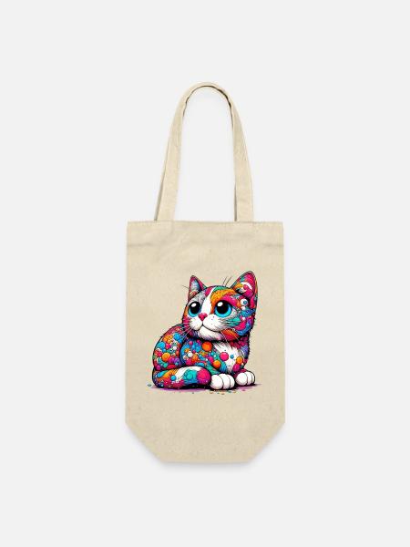 Katze - Geschenkbeutel für Flaschen - Natur