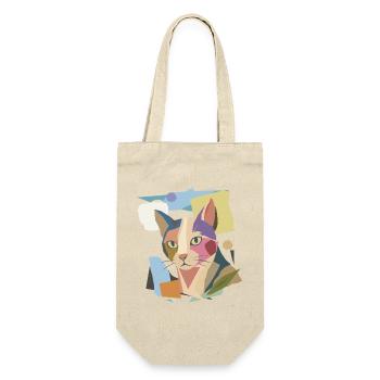 Abstrakte Katze im modernen Farbblock-Design - Geschenkbeutel für Flaschen - Natur - Vorne