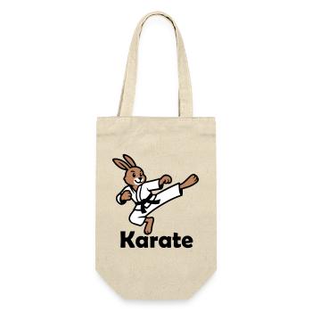 Karate Hase - Geschenkbeutel für Flaschen - Natur - Vorne