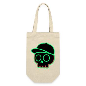 Neon Schädel Cap - Geschenkbeutel für Flaschen - Natur - Vorne