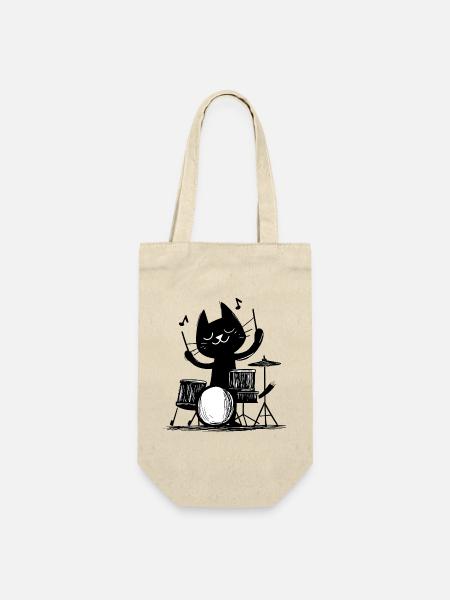 Cat Katze Music Music - Geschenkbeutel für Flaschen - Natur