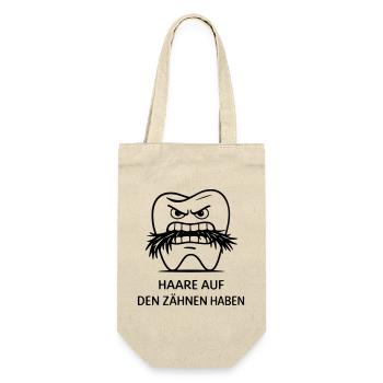 Haare auf den Zähnen haben Redewendung - Geschenkbeutel für Flaschen - Natur - Vorne