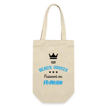 Cadeau naissance bébé garçon Février Beaux Gosses - Sac à bouteille - nature - Devant