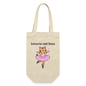 Schnurren statt Stress – Ballettkatze - Geschenkbeutel für Flaschen - Natur - Vorne