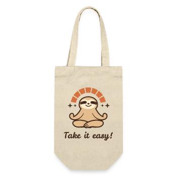 Take it easy – Relaxed Faultier Design - Geschenkbeutel für Flaschen - Natur - Vorne