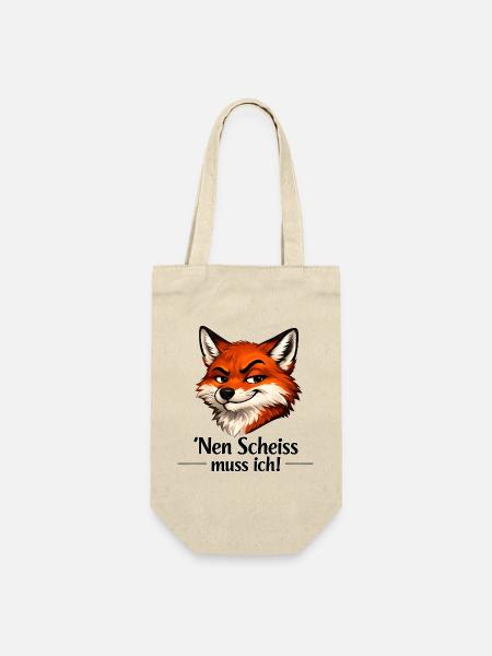 Nen Scheiss muss ich! Lustiger Fuchs - Geschenkbeutel für Flaschen - Natur