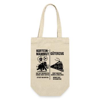 Koffein Mammut VS Güterzug - Geschenkbeutel für Flaschen - Natur - Vorne