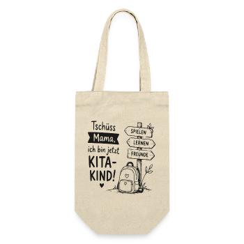 Kita Kind Abschiedsmotiv - Geschenkbeutel für Flaschen - Natur - Vorne