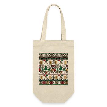 Weihnachts Bier Kneipe Strickdesign - Geschenkbeutel für Flaschen - Natur - Vorne