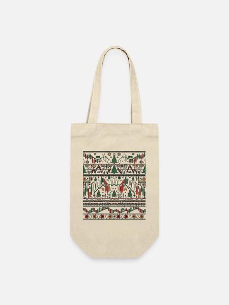Weihnachts Trading Strickdesign - Geschenkbeutel für Flaschen - Natur