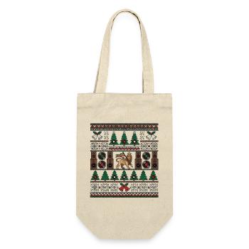 Roots Reggae Weihnachten Strickdesign - Geschenkbeutel für Flaschen - Natur - Vorne