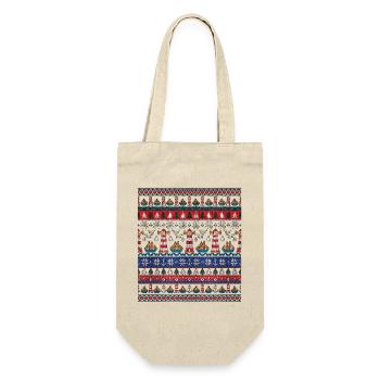 Seefahrer Weihnachts Strickdesign - Geschenkbeutel für Flaschen - Natur - Vorne