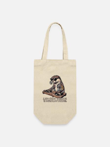 Otter Turntable Dj - Geschenkbeutel für Flaschen - Natur