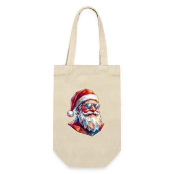 Poly Art Weihnachtsmann - Geschenkbeutel für Flaschen - Natur - Vorne