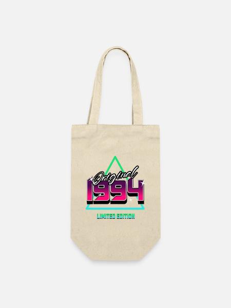 Original 1994 – 90er Jahre Retro Neon Kult Motiv - Geschenkbeutel für Flaschen - Natur