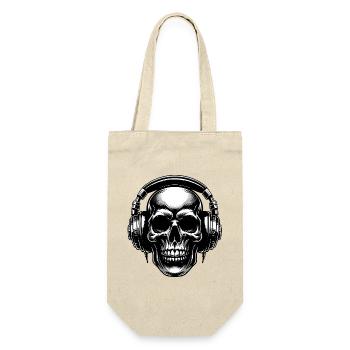 Skull mit Headset - Geschenkbeutel für Flaschen - Natur - Vorne