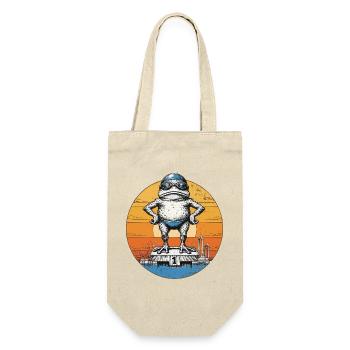  Frosch Schwimmer schwimmen Vintage Pool-Frog - Geschenkbeutel für Flaschen - Natur - Vorne