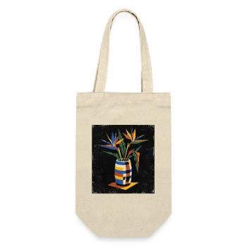 Bauhaus Vase mit Paradiesvogel - Geschenkbeutel für Flaschen - Natur - Vorne