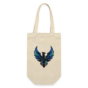 Cyber Phönix Gaming Logo Tech Adler Wappen - Geschenkbeutel für Flaschen - Natur - Vorne