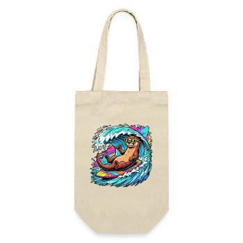 Relaxed Surfer Otter - Geschenkbeutel für Flaschen - Natur - Vorne