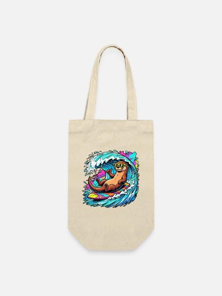 Relaxed Surfer Otter - Geschenkbeutel für Flaschen - Natur