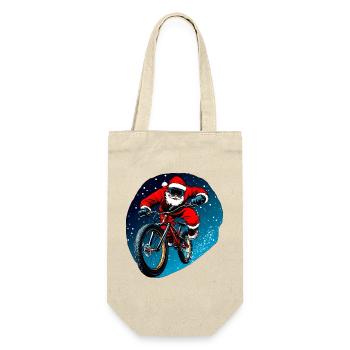 Downhill Biker Weihnachten - Geschenkbeutel für Flaschen - Natur - Vorne