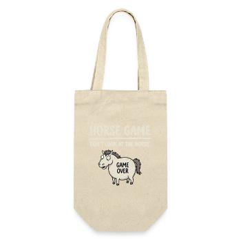 Pferde Spiel Nicht Gucken - Geschenkbeutel für Flaschen - Natur - Vorne