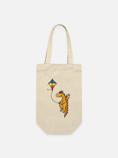 Drache mit Drachen - Geschenkbeutel für Flaschen - Natur