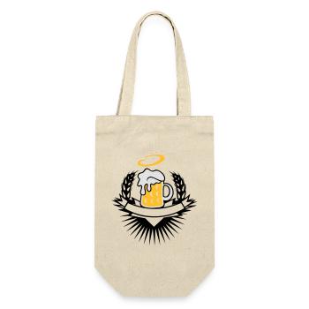 Bierkrug mit Weizenähren und Heiligenschein - Geschenkbeutel für Flaschen - Natur - Vorne