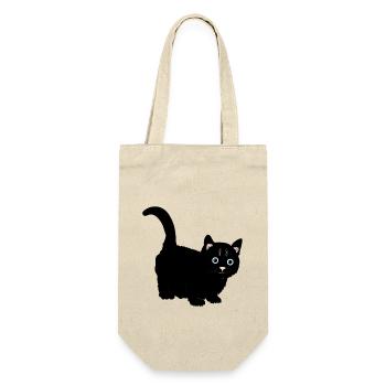 Katze schwarz - Geschenkbeutel für Flaschen - Natur - Vorne