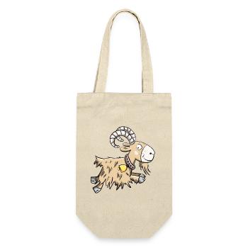 Sprunghafte Ziege I Widder I Ziegenbock Geschenk - Geschenkbeutel für Flaschen - Natur - Vorne