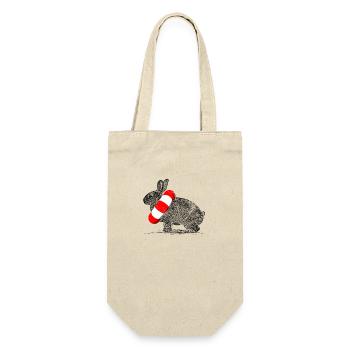 Funny Swimming Ring Rabbit Gift - Gift Bag for Bottles - nature - Front