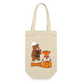 Grill Meister Bär Geschenk Shirt - Geschenkbeutel für Flaschen - Natur - Vorne