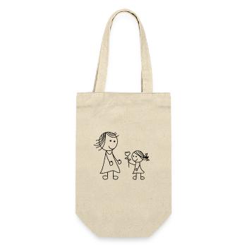 Mama Mami Mutter Blume Tochter Kind Dankeschön - Geschenkbeutel für Flaschen - Natur - Vorne