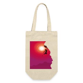 Klettern Bergsteigen Sonnenaufgang Geschenk - Geschenkbeutel für Flaschen - Natur - Vorne