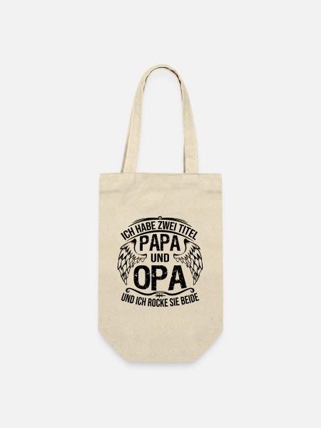 Papa und Opa - Bester Vater Großvater - Geschenkbeutel für Flaschen - Natur