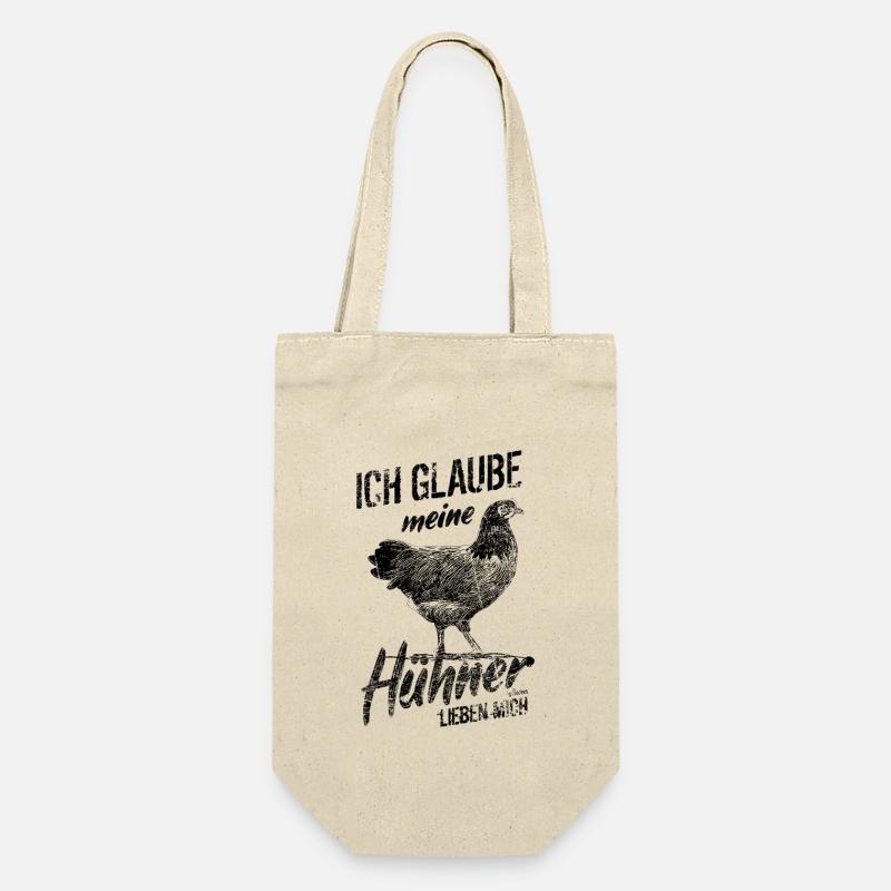Lustiges Hühner Spruch Hühnerbauer - Geschenkbeutel für Flaschen - Natur
