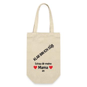 Süße Mama Süßes Baby Muttertag Geschenk - Geschenkbeutel für Flaschen - Natur - Vorne