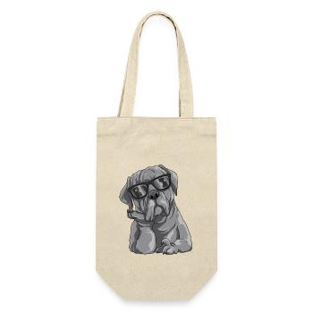 Cooler Cane Corso mit Sonnenbrille - Geschenkbeutel für Flaschen - Natur - Vorne