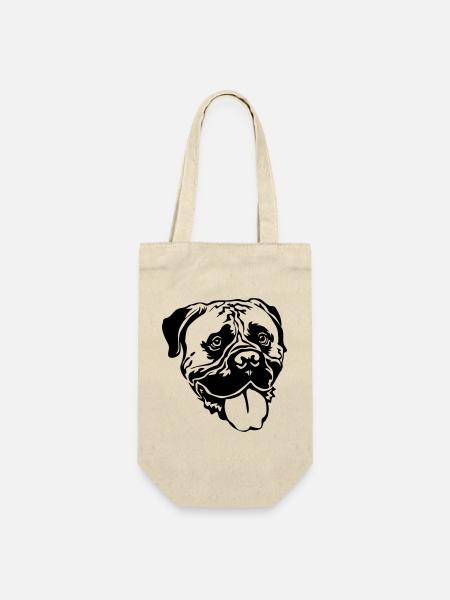 Bullmastiff Kopf - Geschenkbeutel für Flaschen - Natur