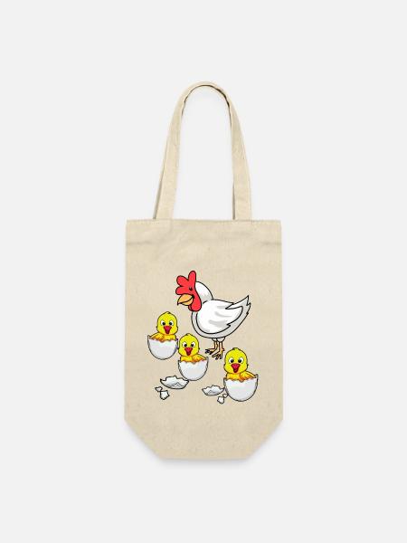 Eierschale Küken Huhn Hühner Ostern Henne Ei - Geschenkbeutel für Flaschen - Natur