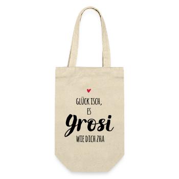 Schweizerdeutsch: Glück ist, ein Grosi wie dich - Geschenkbeutel für Flaschen - Natur - Vorne