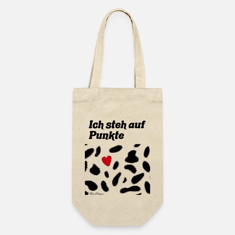 Punkte, Dalmatiner Knabstupper Hund Pferd mit Herz - Geschenkbeutel für Flaschen - Natur
