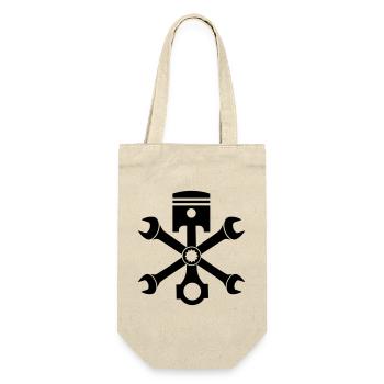 Engine piston screw wrench emblem crossed - Gift Bag for Bottles - nature - Front