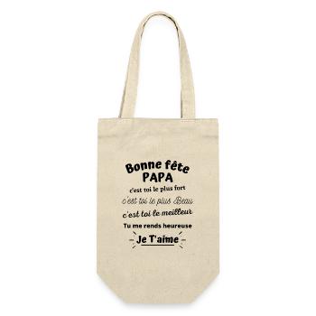Bonne fête papa Cadeau Fête des pères père fille - Sac à bouteille - nature - Devant