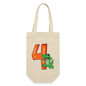 4. Geburtstag - 4 Jahre alt - Kindergeburtstag - Geschenkbeutel für Flaschen - Natur - Vorne